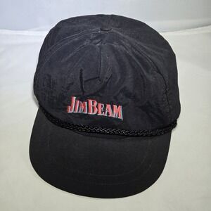Vintage Jim Beam Bourbon Whiskey Nylon Rope Snapback Hat Cap Spring‎ Break Black